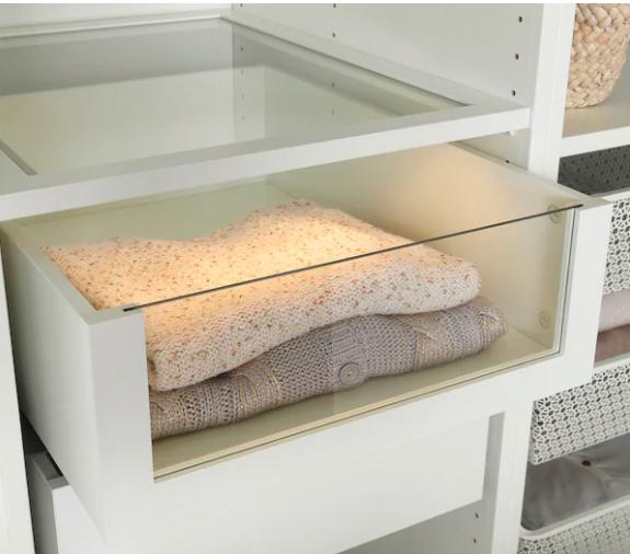 IKEA KOMPLEMENT Drawer with Glass Front White 50X58 cm Idiya